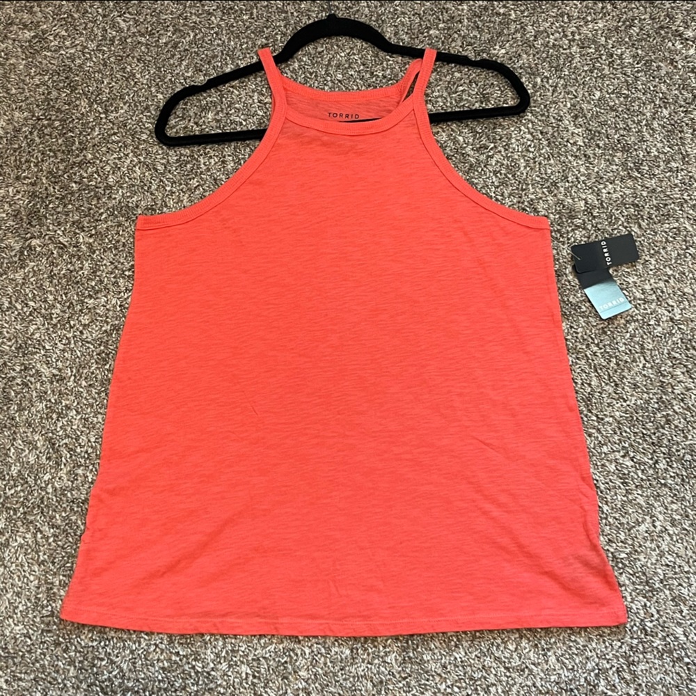 Torrid Coral Heritage Slub High Neck Tank, M NWT